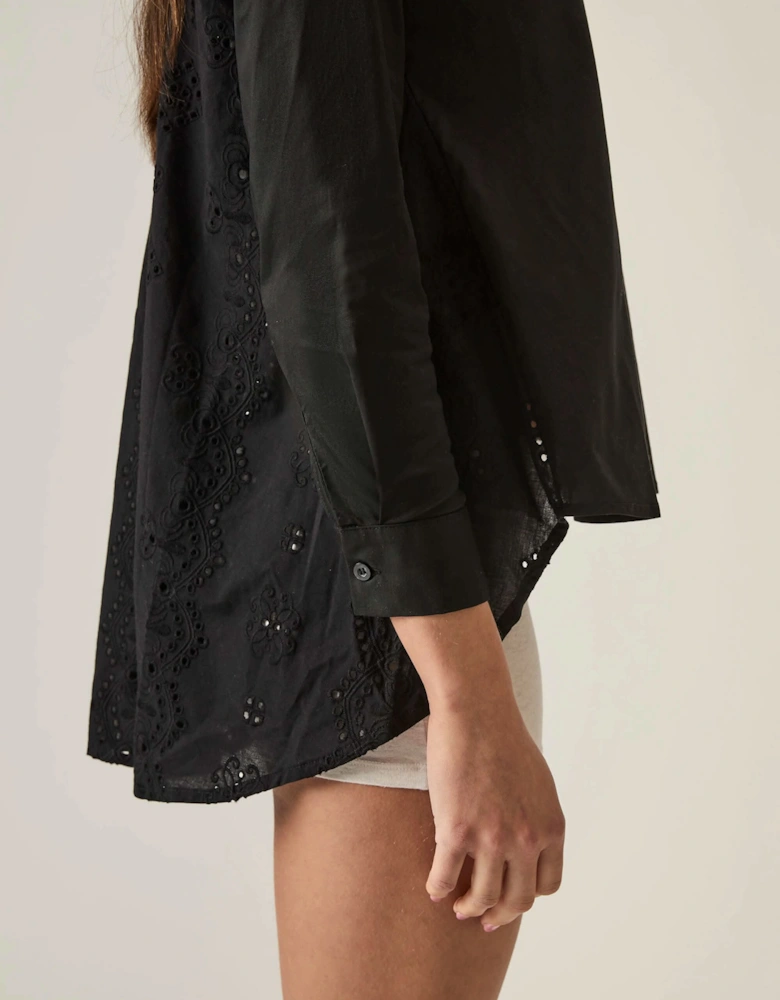 Lace Cotton Black Shirt
