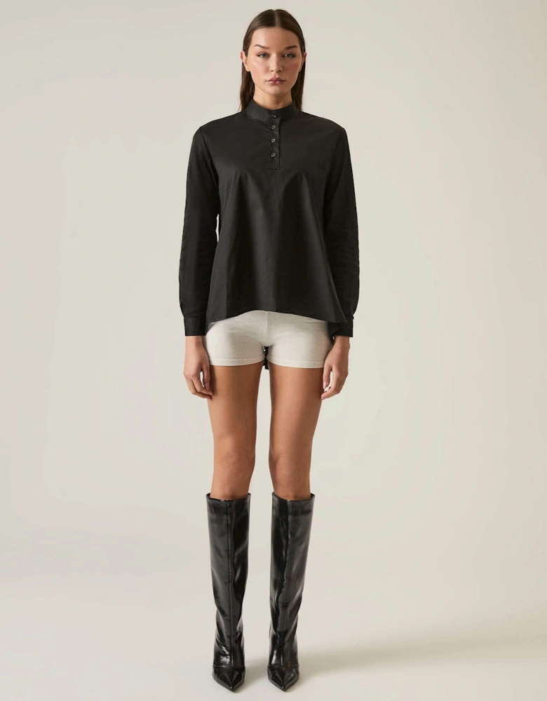 Lace Cotton Black Shirt
