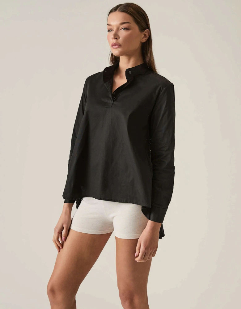 Lace Cotton Black Shirt