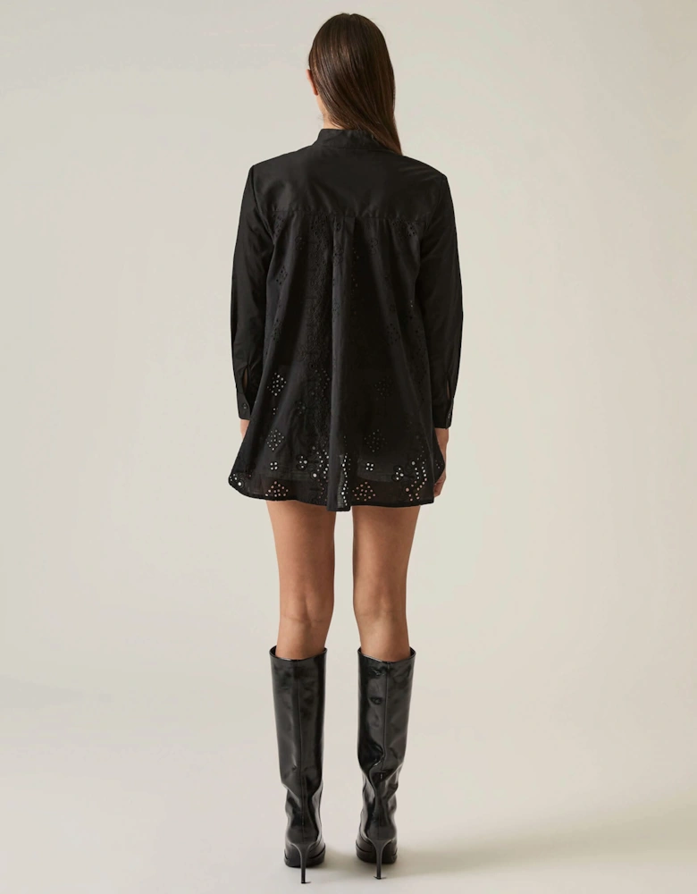 Lace Cotton Black Shirt
