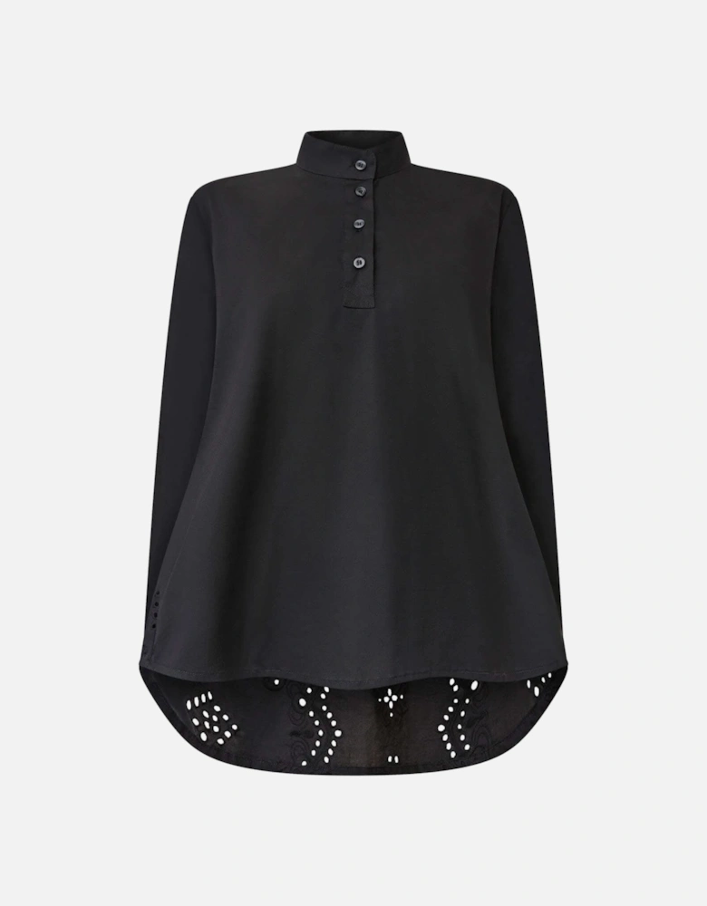 Lace Cotton Black Shirt