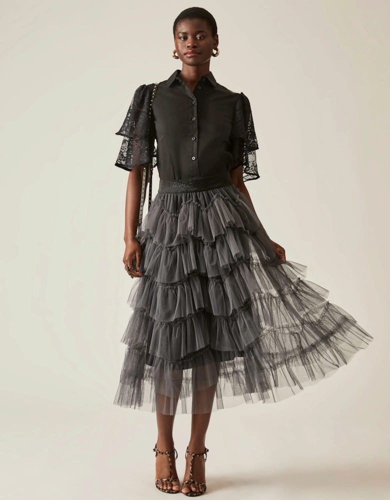 Organza Ruffle Grey Skirt - VIP