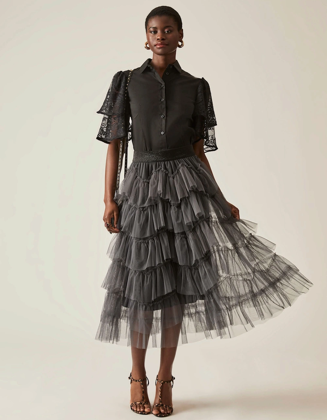 Organza Ruffle Grey Skirt - VIP