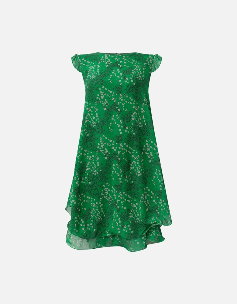 Dotted-Flower Mini Green Dress - VIP