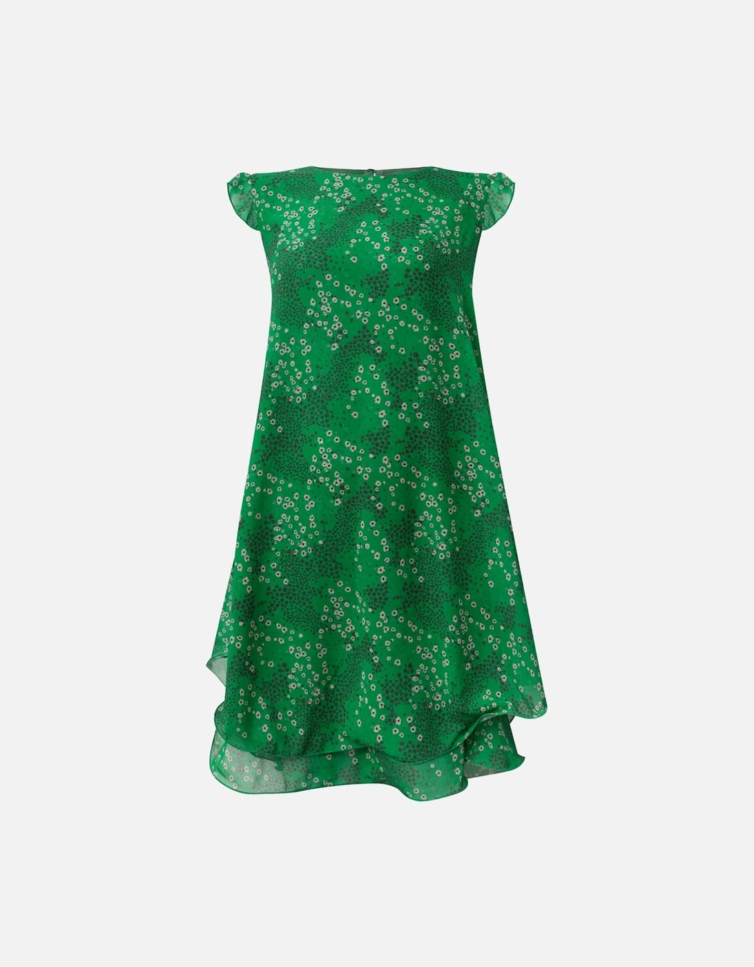 Dotted-Flower Mini Green Dress - VIP
