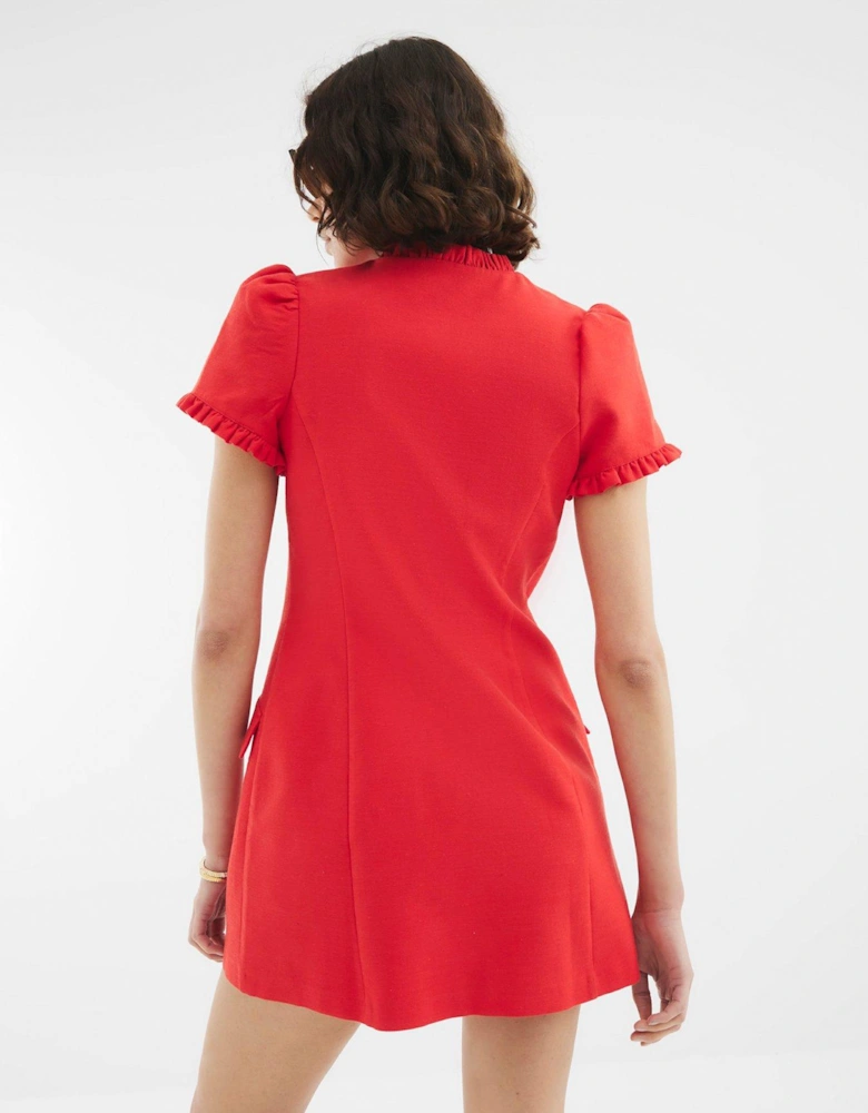 Linen Tailored Dress - Red