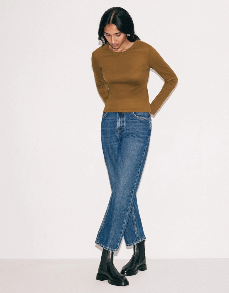 Delmont Cropped Tapered Jean | Blue