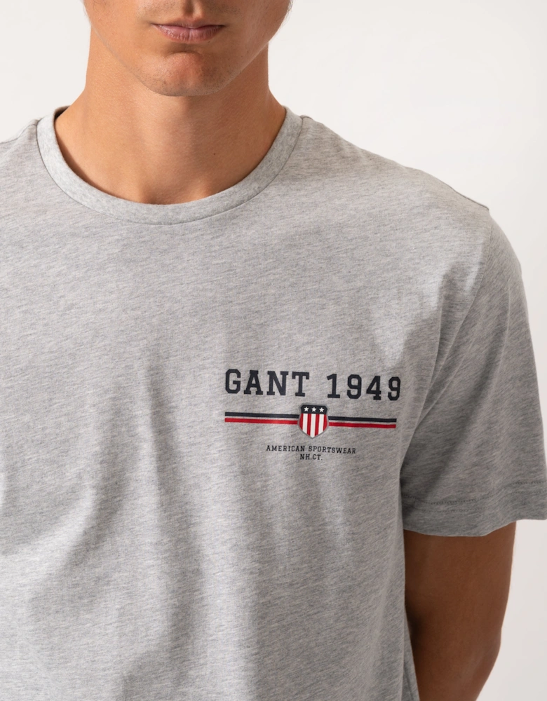 Mens Graphic Short Sleeve T-Shirt - 93 Grey Melange