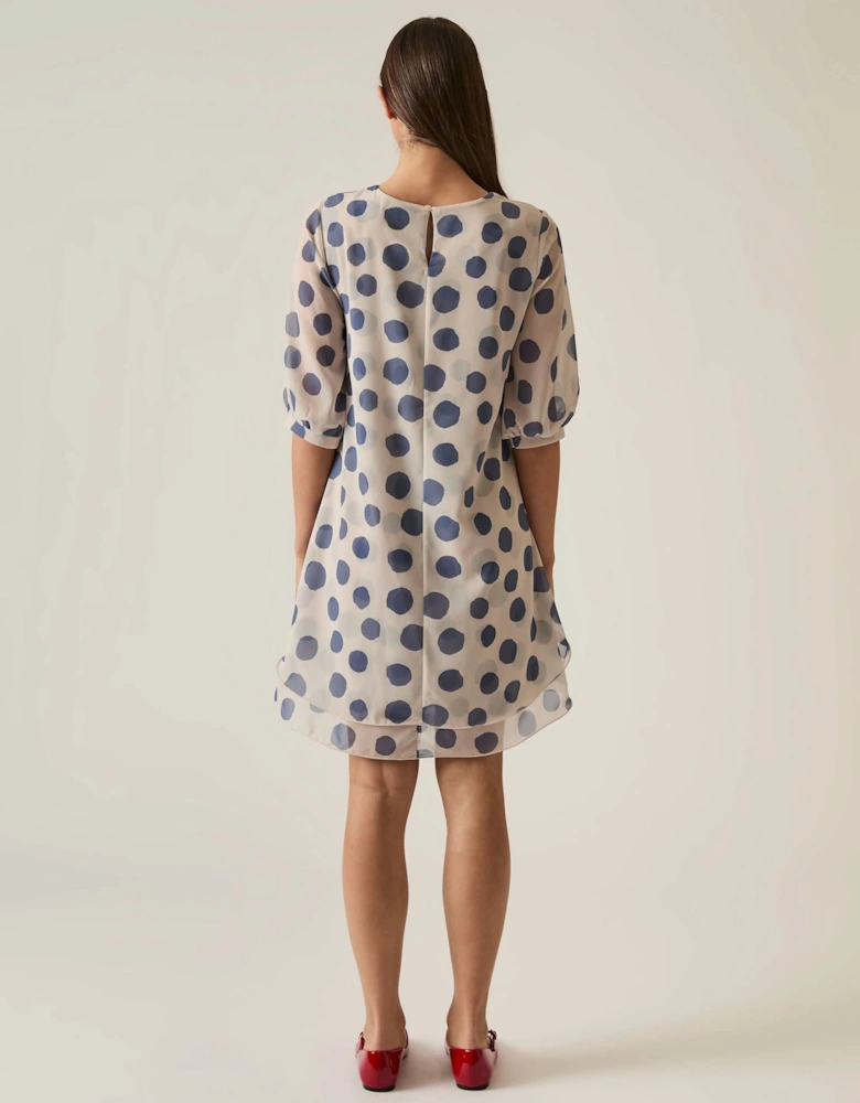 Blue-Cream Polka Dot Dress - VIP