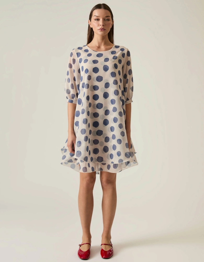 Blue-Cream Polka Dot Dress - VIP