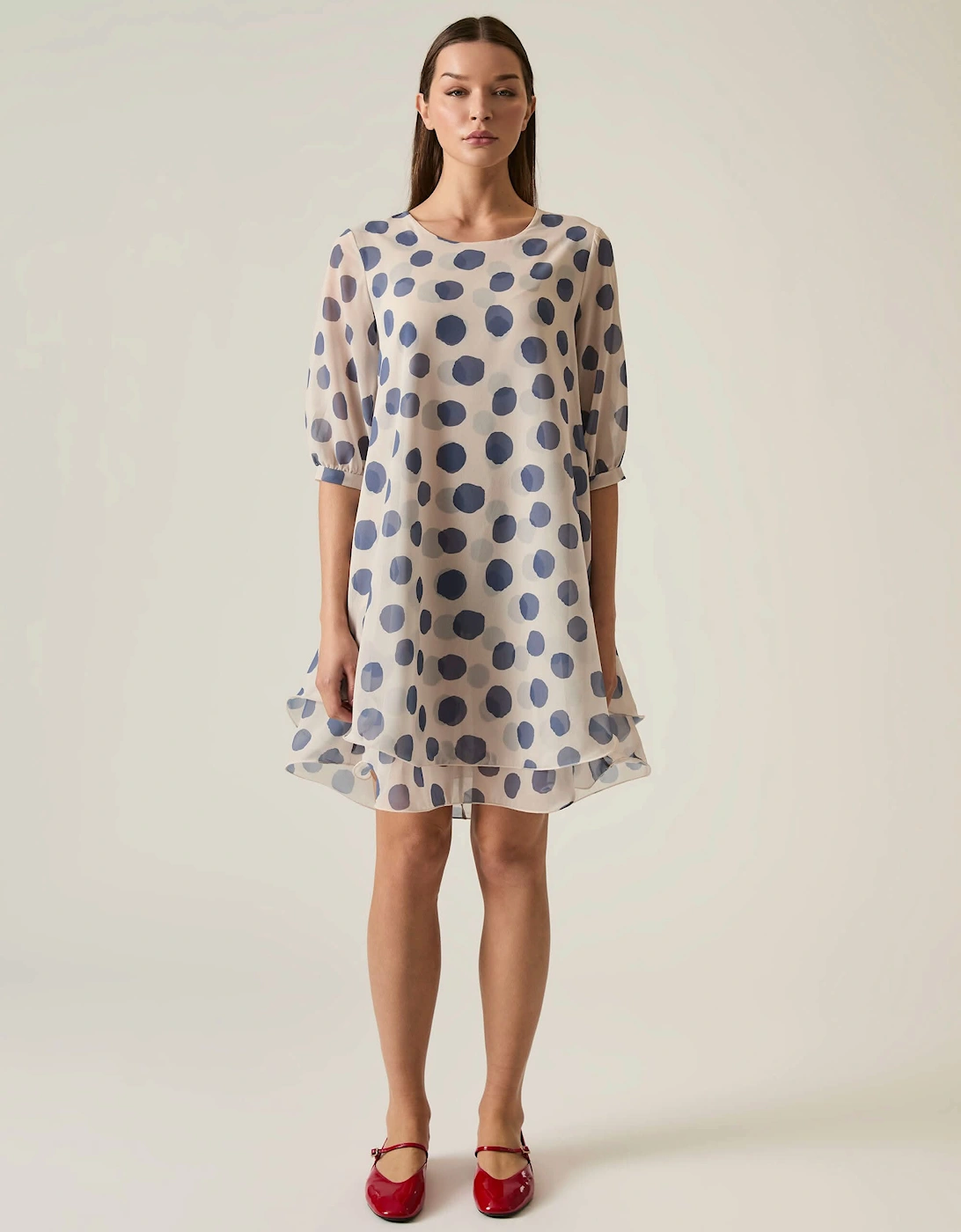 Blue-Cream Polka Dot Dress - VIP, 8 of 7