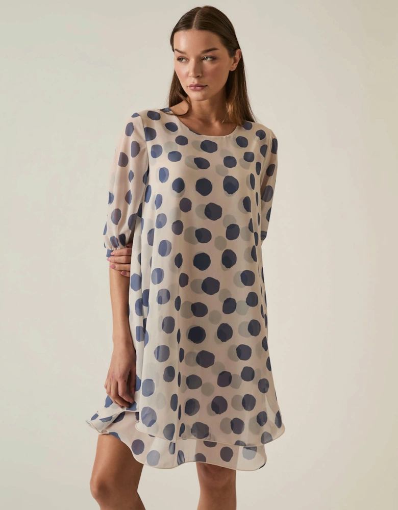 Blue-Cream Polka Dot Dress - VIP