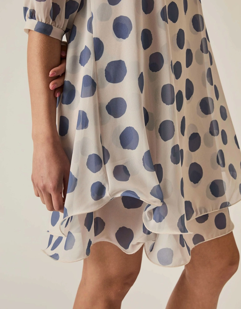 Blue-Cream Polka Dot Dress - VIP