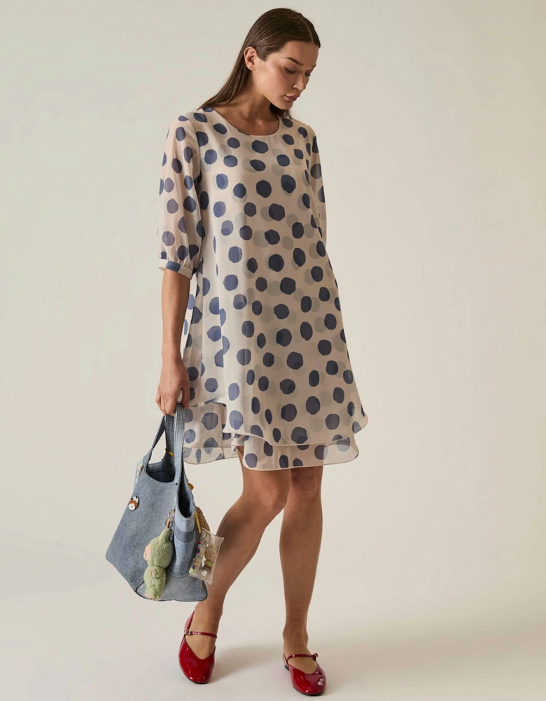 Blue-Cream Polka Dot Dress - VIP