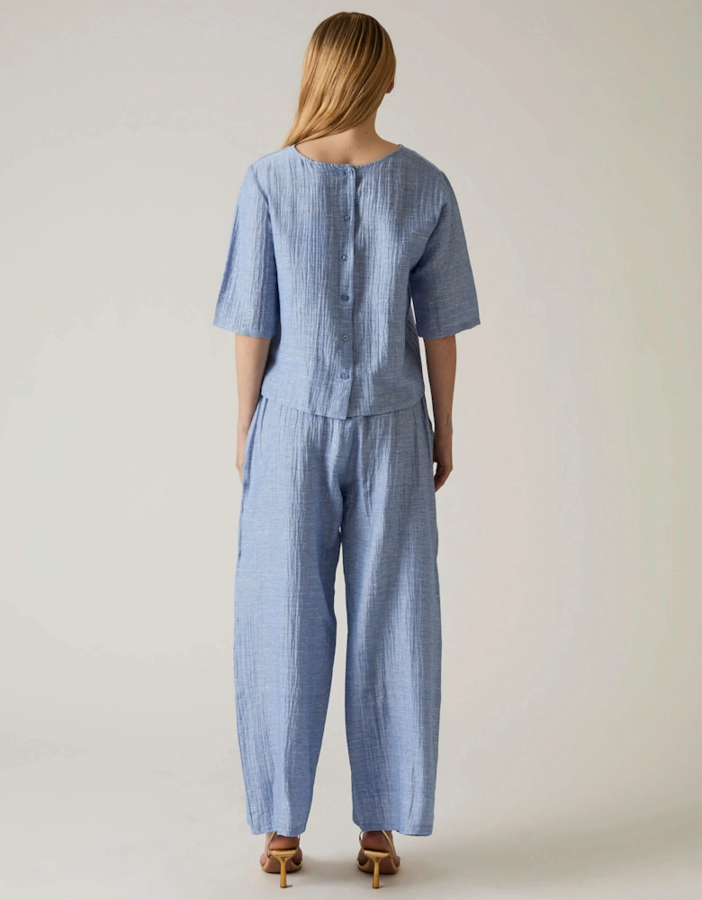 Blue Back Button Top - VIP