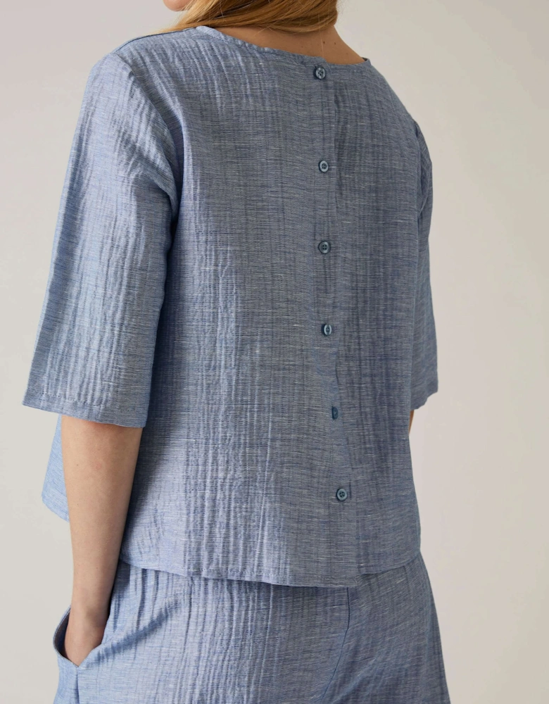 Blue Back Button Top - VIP