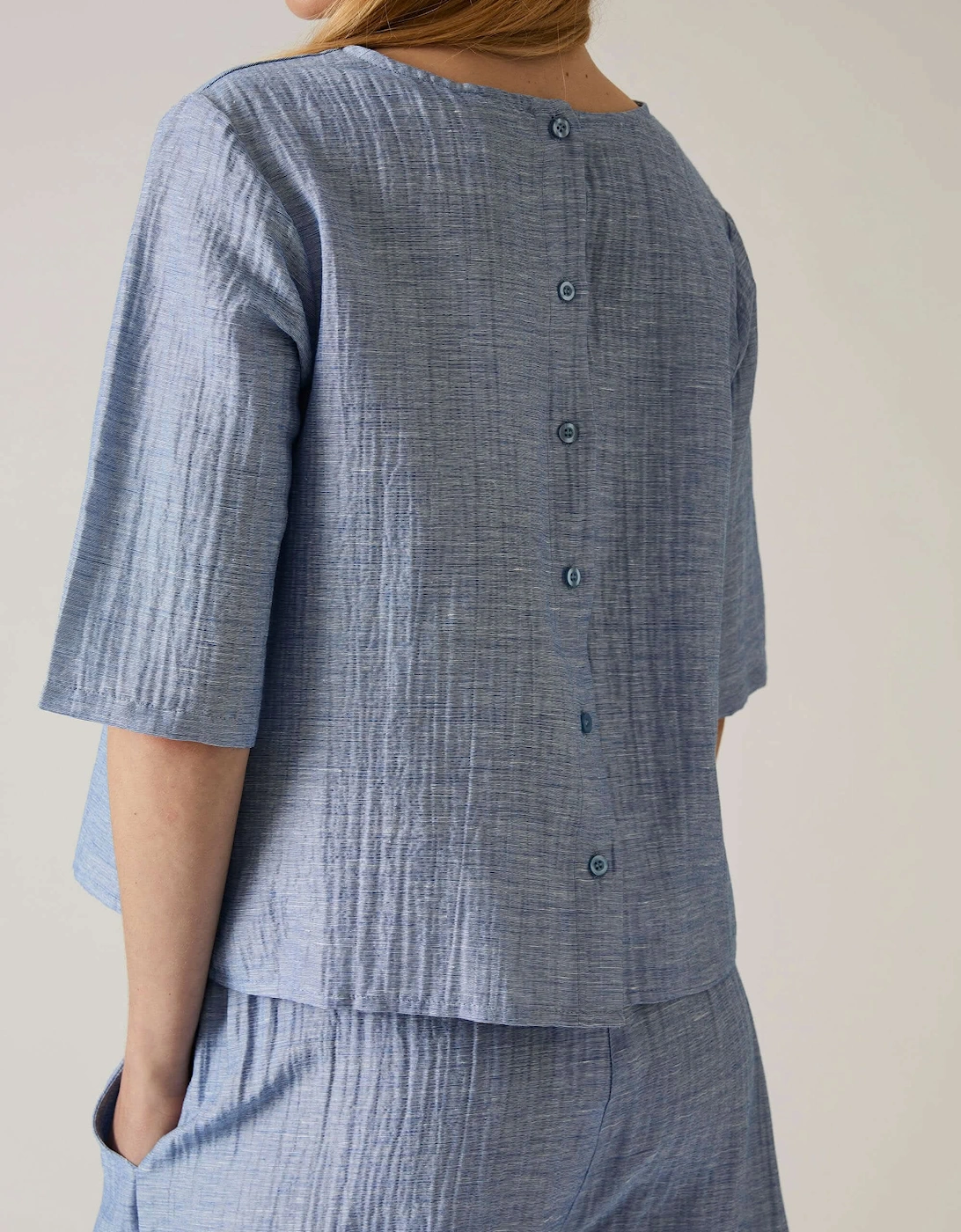 Blue Back Button Top - VIP