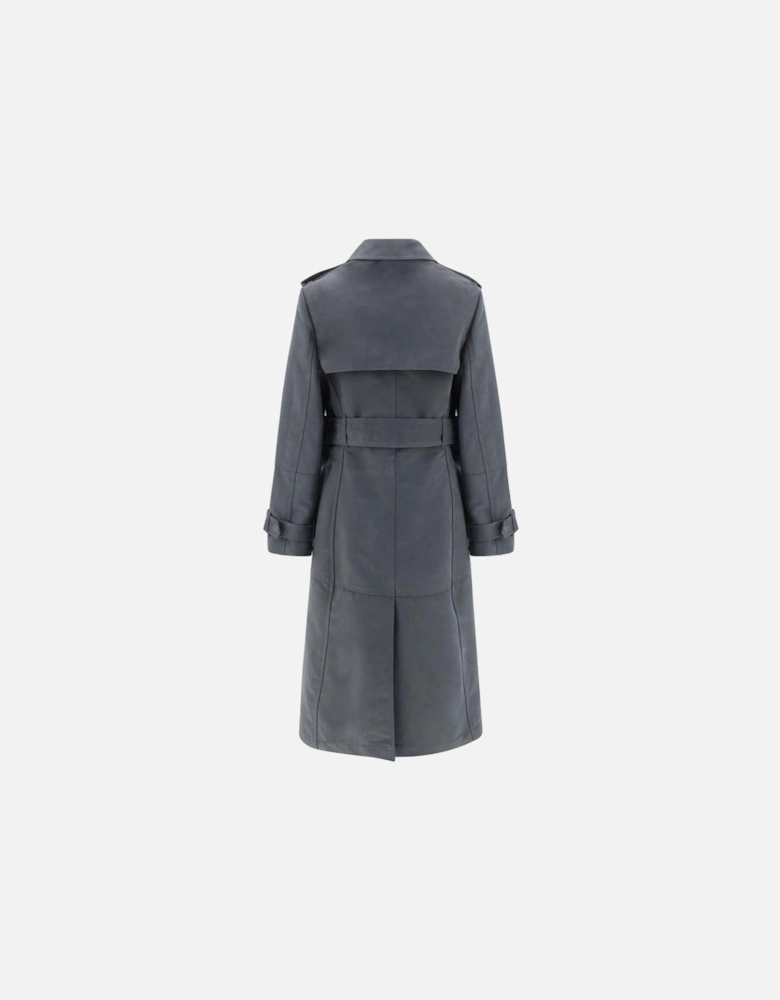 Double-Breasted Trench Coat with Archivio Check Lining Women - Gray
