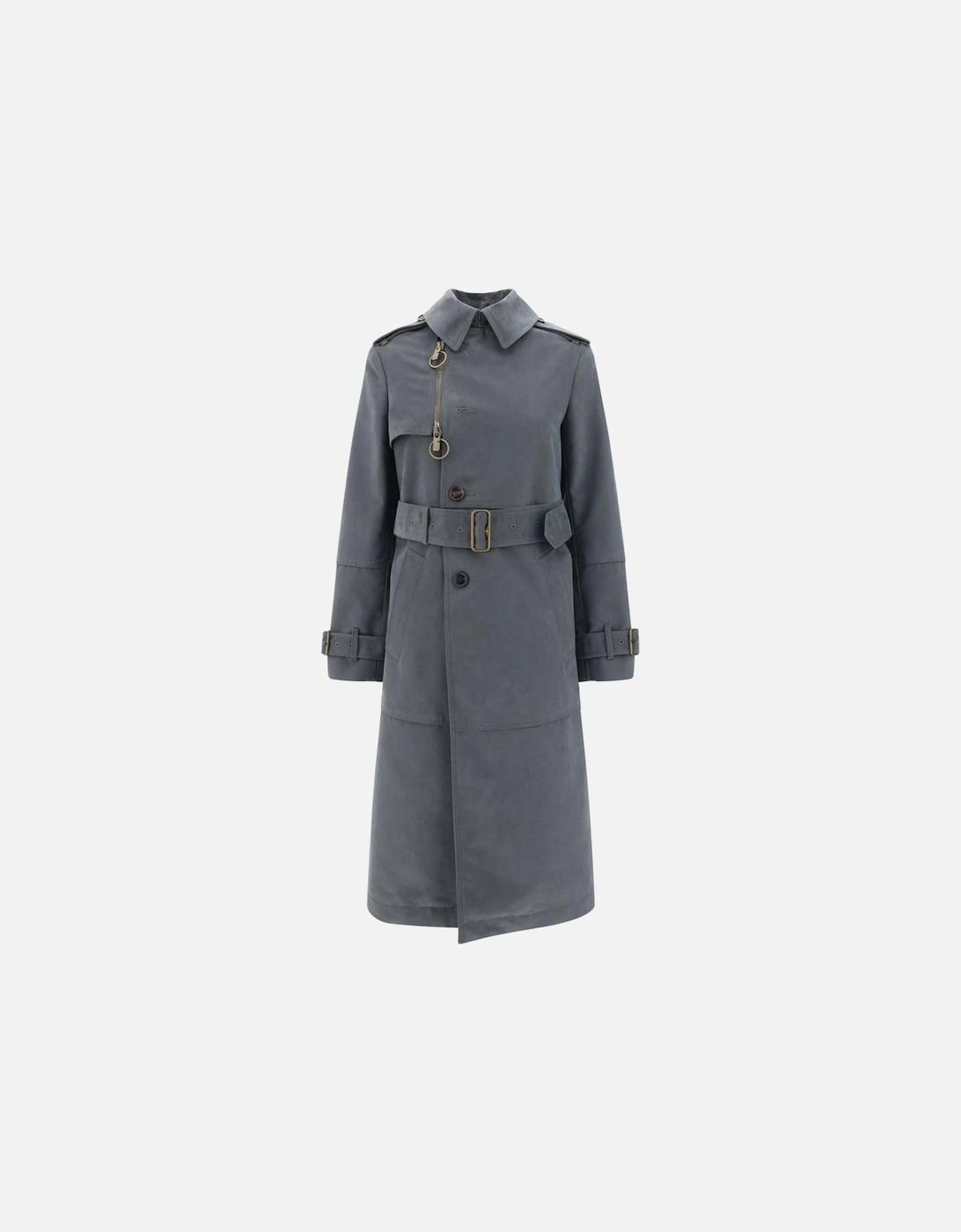 Double-Breasted Trench Coat with Archivio Check Lining Women - Gray, 5 of 4