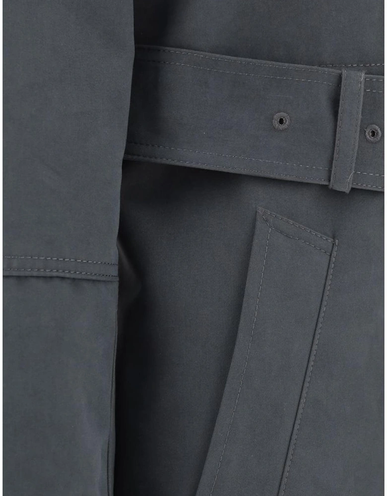 Double-Breasted Trench Coat with Archivio Check Lining Women - Gray