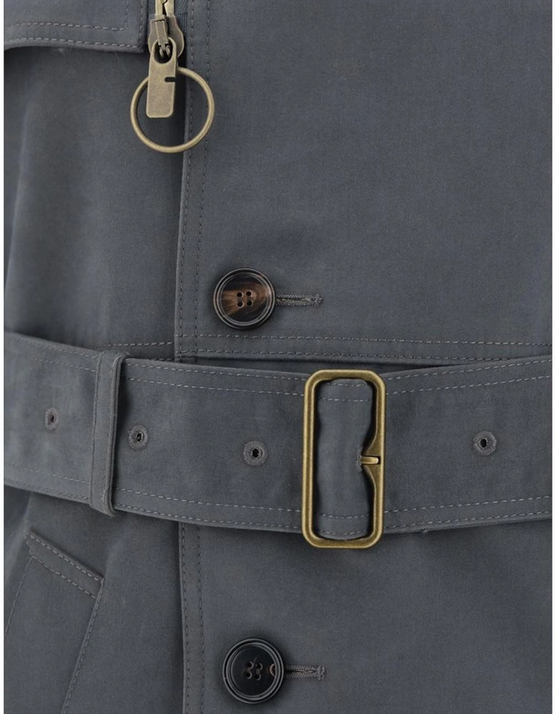 Double-Breasted Trench Coat with Archivio Check Lining Women - Gray