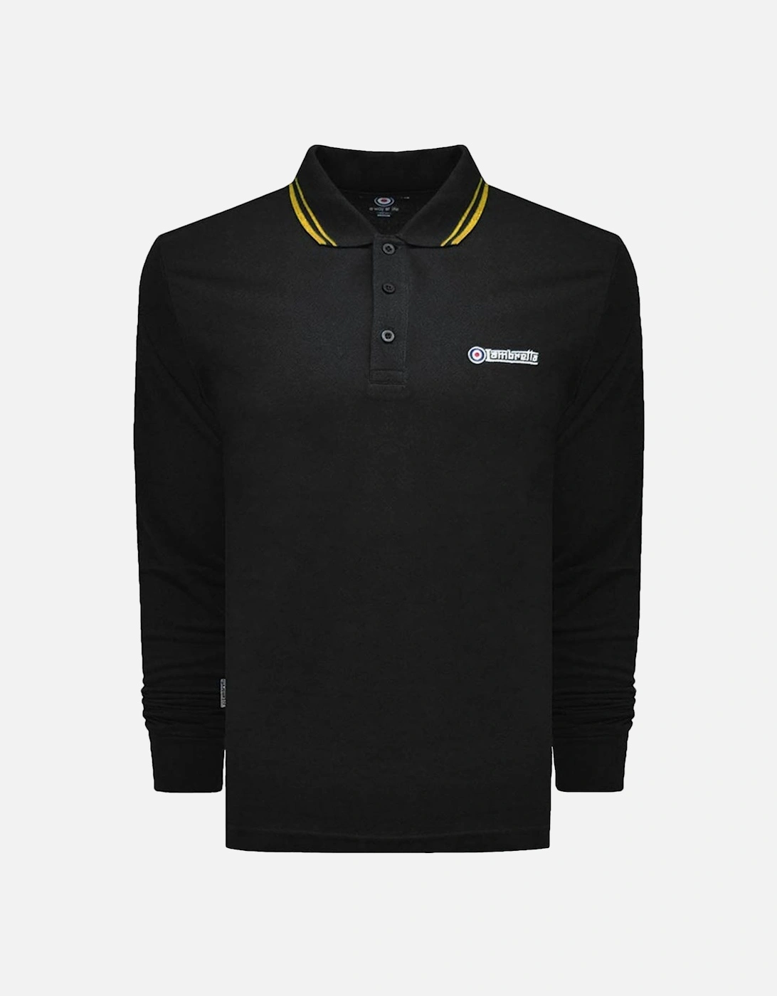 Mens Big & Tall King Size Twin Tipped Long Sleeve Polo Shirt - Black, 2 of 1