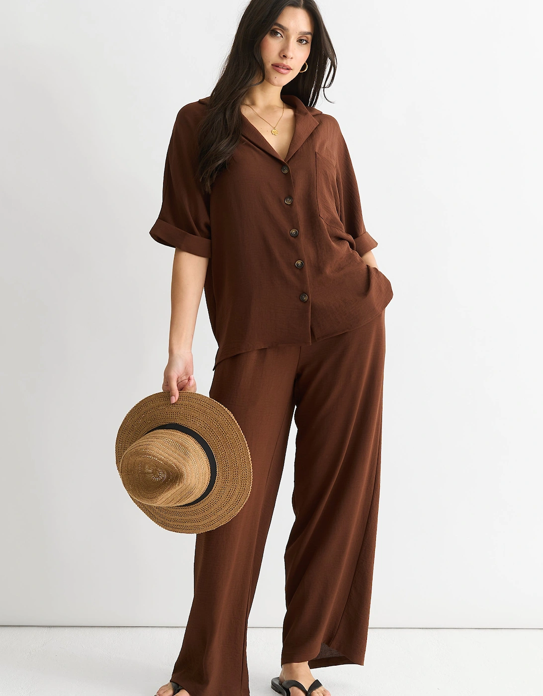 Brown Air Flow Oversized Shirt Top, 5 of 4