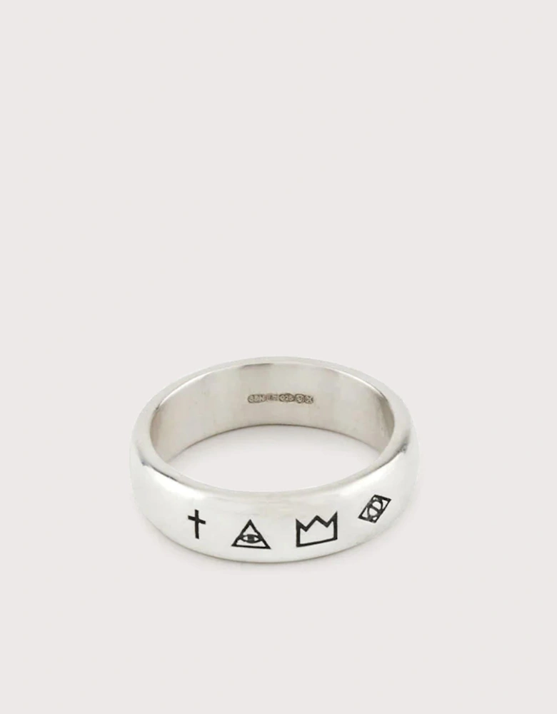 Silver 4 Symbols Ring