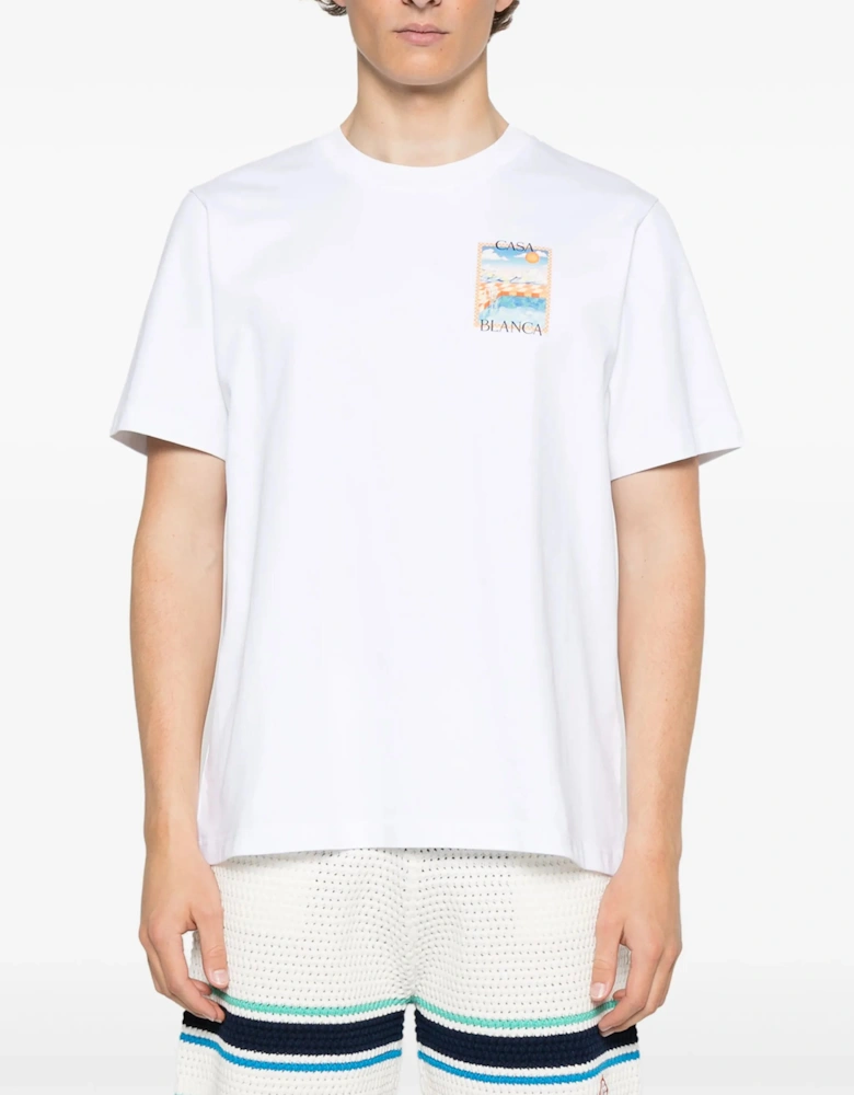 Surreal Pool Printed T-Shirt in White