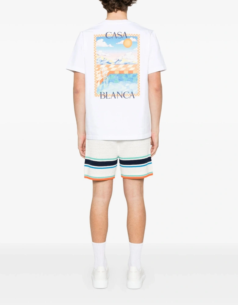 Surreal Pool Printed T-Shirt in White