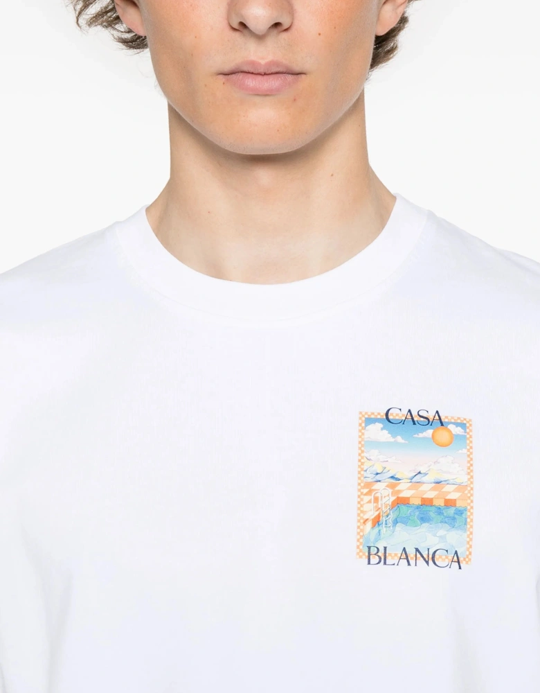 Surreal Pool Printed T-Shirt in White