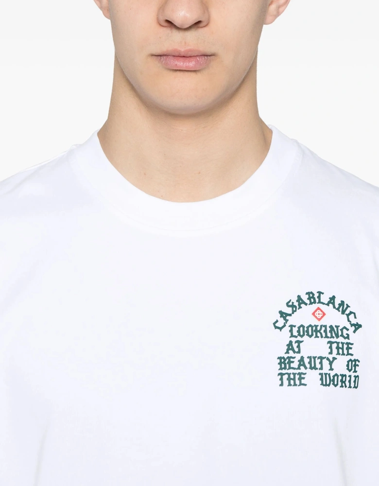 Looking at the Beauty of the World Printed T-Shirt in White