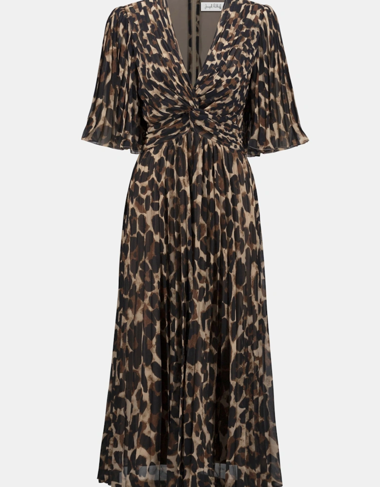 Chiffon animal print fit and flare dress