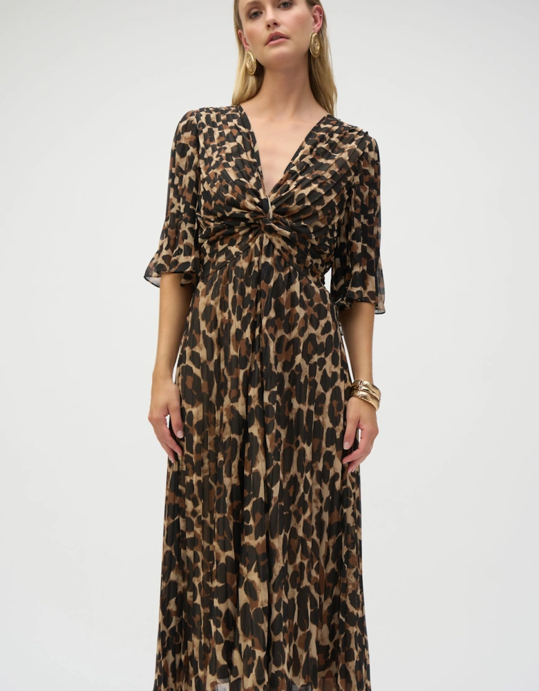 Chiffon animal print fit and flare dress