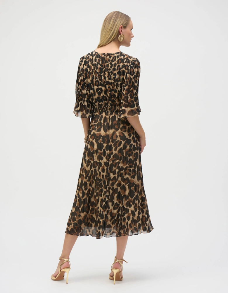 Chiffon animal print fit and flare dress