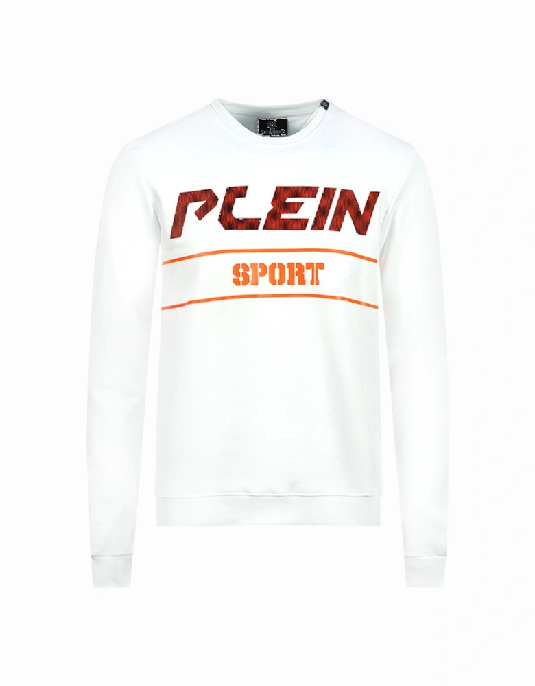 Sport Orange Bold Logo White Jumper