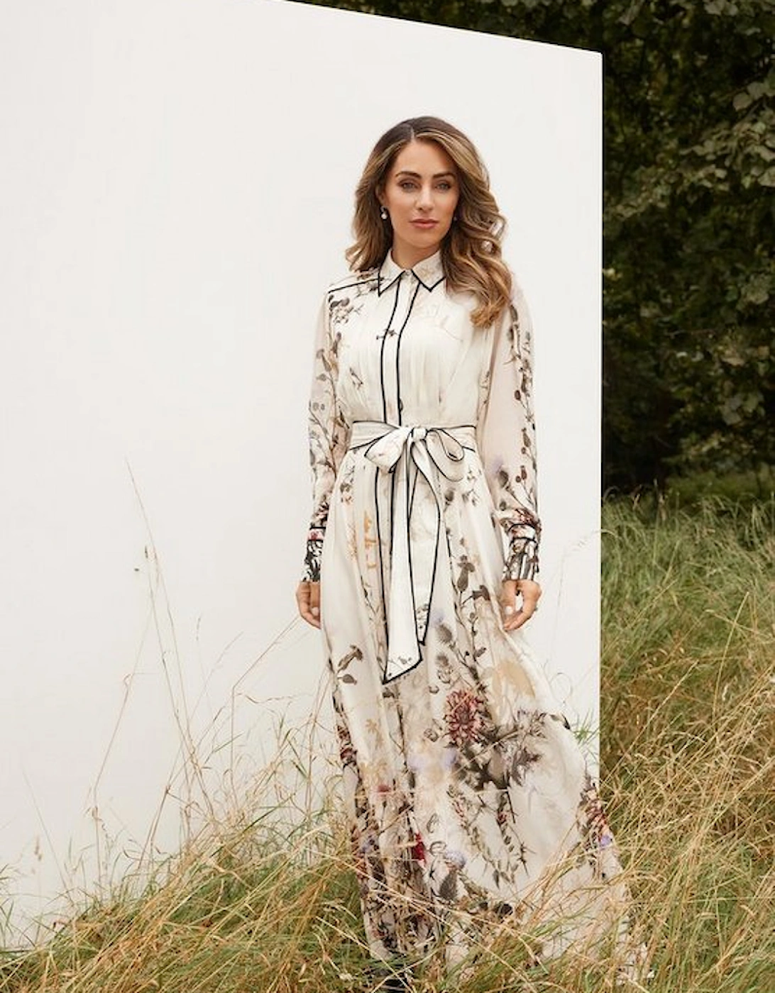 Lydia Millen Petite Viscose Woven Floral Border Shirt Midi Dress, 2 of 1