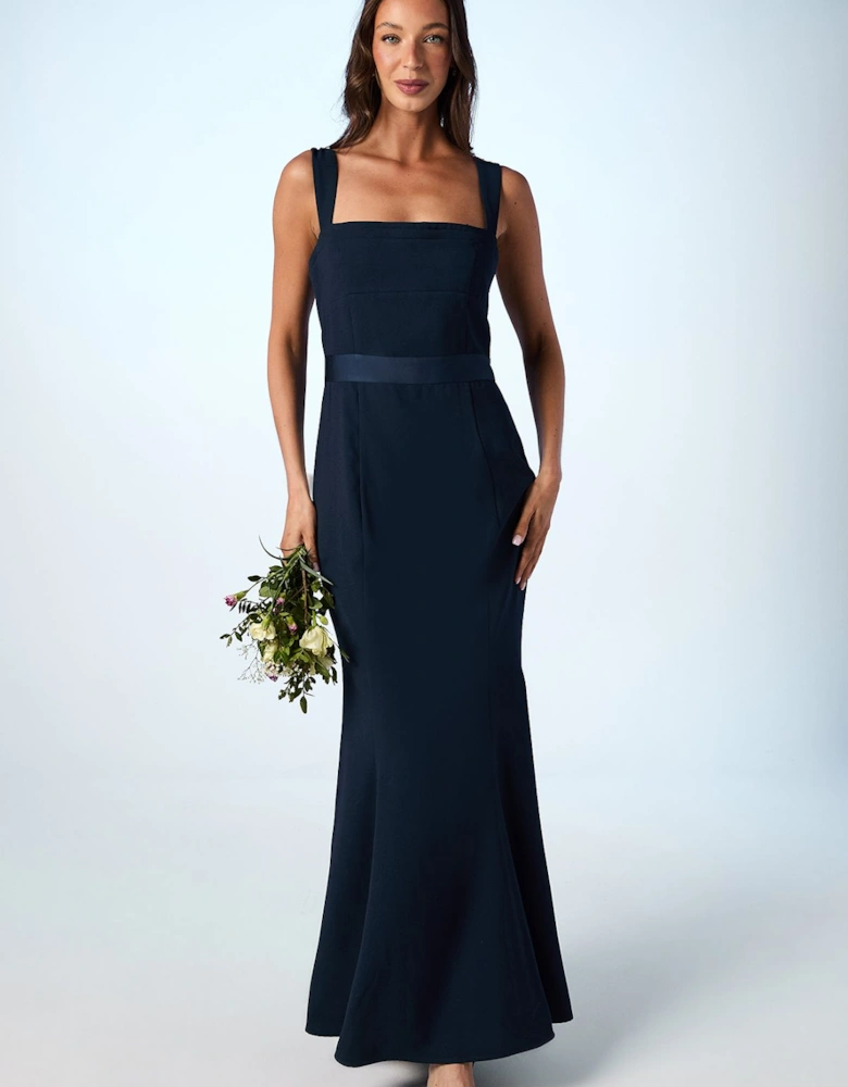 Strappy Satin Bridesmaid Dress With Tie Back Detail