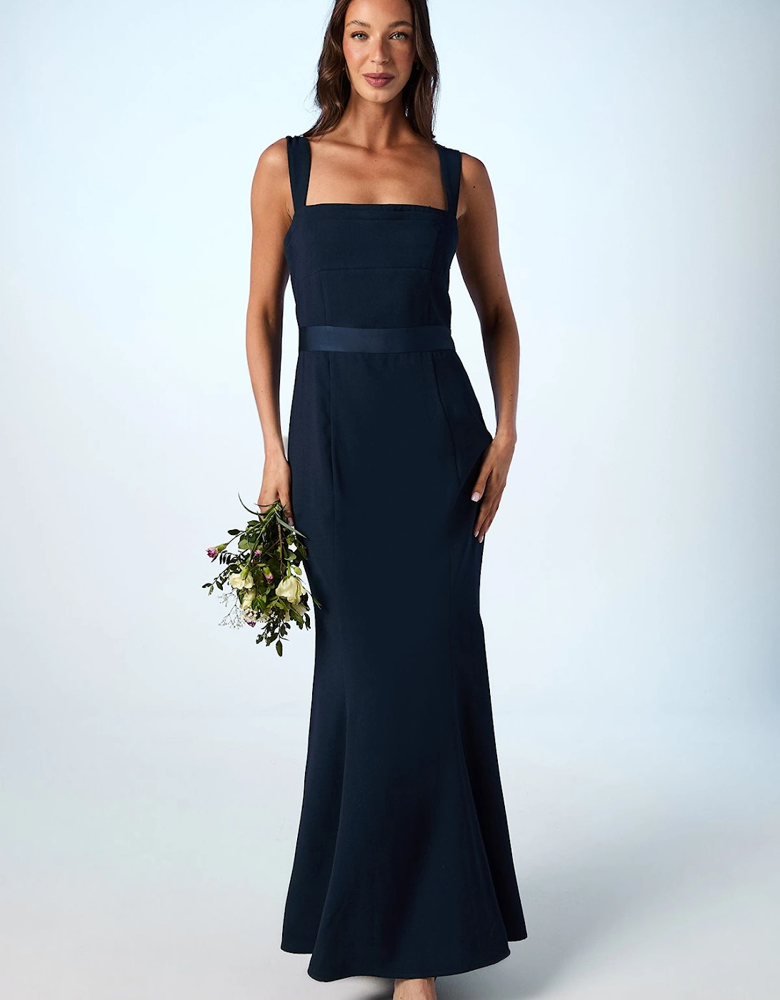 Strappy Satin Bridesmaid Dress With Tie Back Detail, 2 of 1