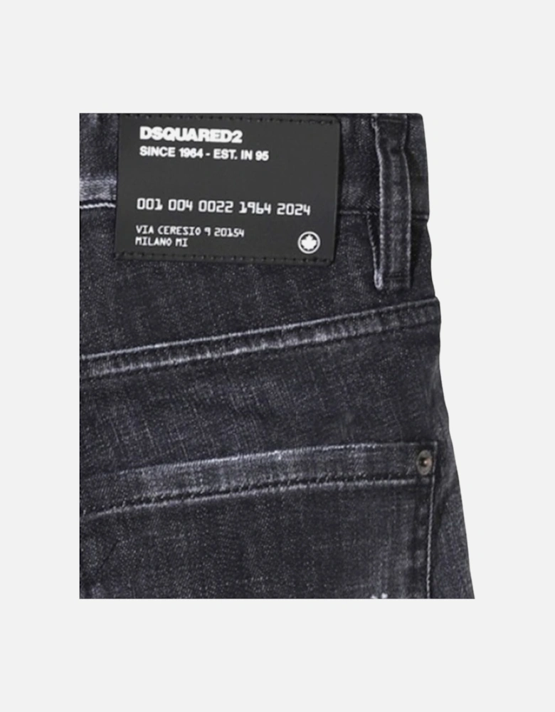 Cool Guy Jean Black Paint Splattered Ripped Wash Jeans