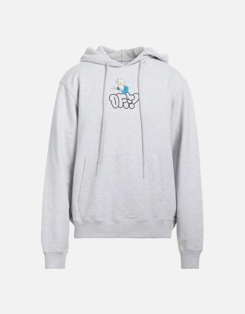 Off Graffiti Print Grey Slim Hoodie
