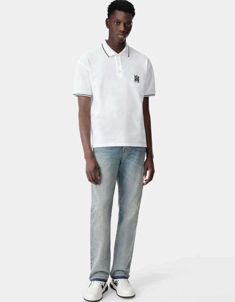 SOLID SHORT SLEEVE MA LOGO POLO WHITE