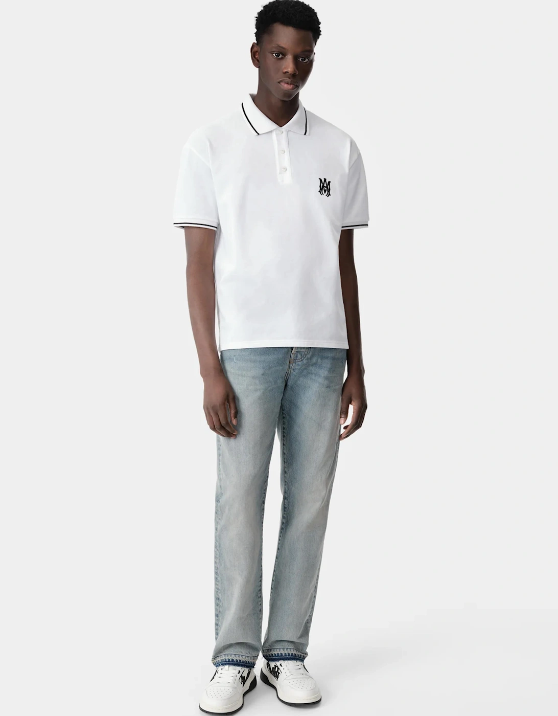 SOLID SHORT SLEEVE MA LOGO POLO WHITE