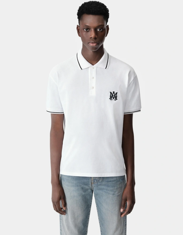 SOLID SHORT SLEEVE MA LOGO POLO WHITE