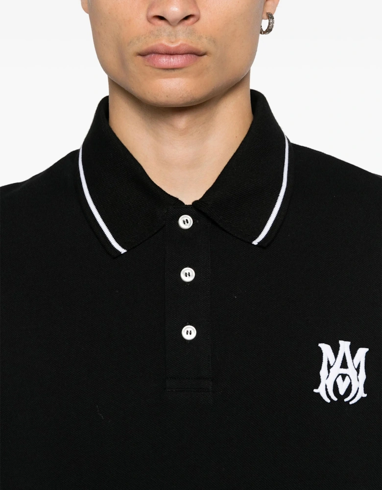 SOLID SHORT SLEEVE MA LOGO POLO BLACK