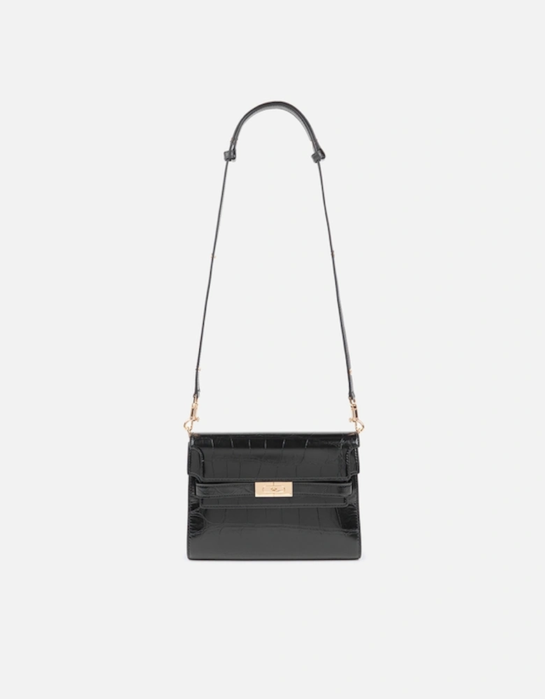 Lee Radziwill Croc Embossed Leather Shoulder Bag