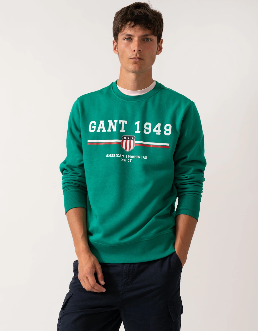 Mens 1949 Graphic Crew Neck Sweatshirt - 322 Deep Green, 2 of 1