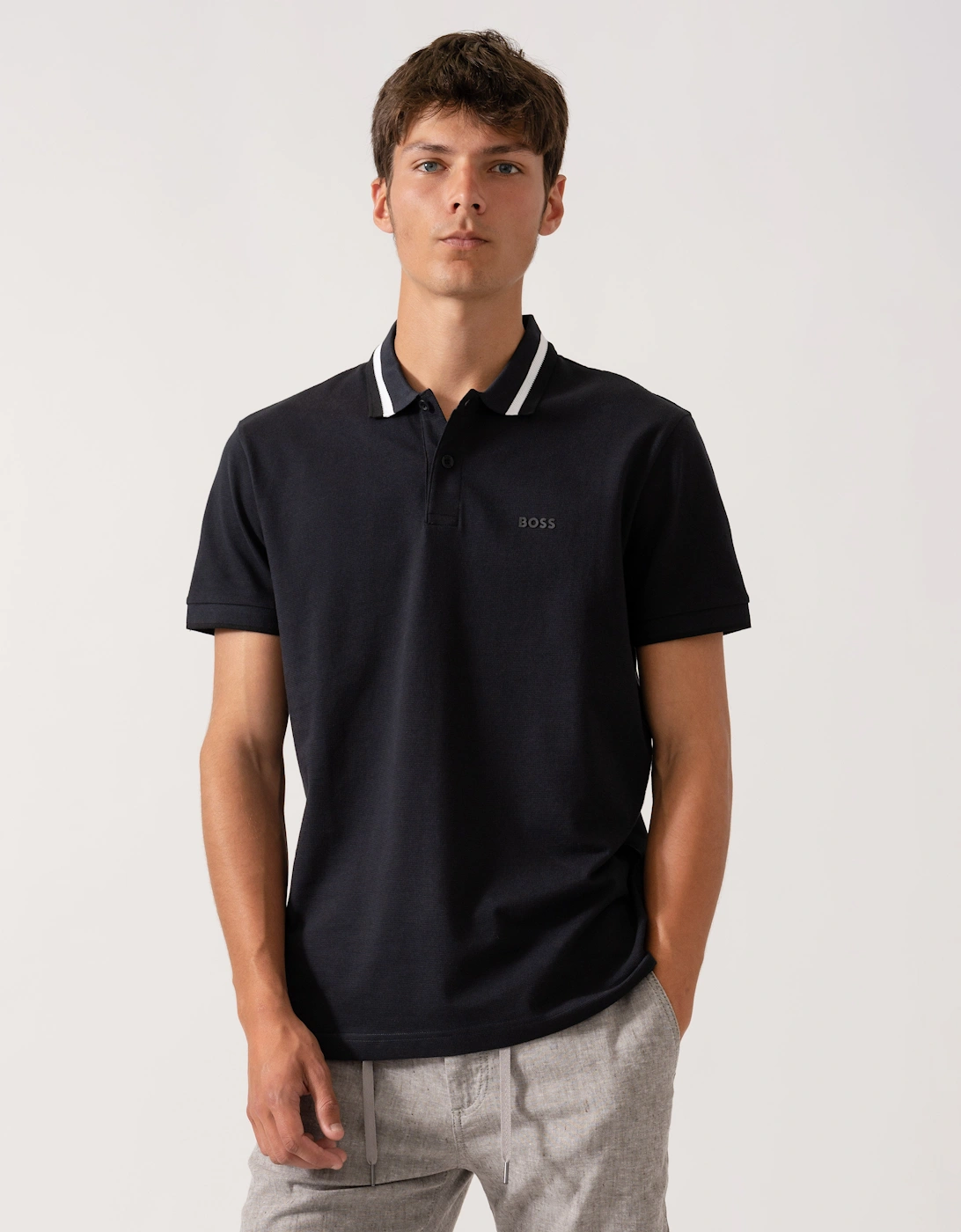 Hugo Boss Men's Navy Boss Green Paddy Ap Heritage Polo Shirt - Dark Blue 402 - Size: 42