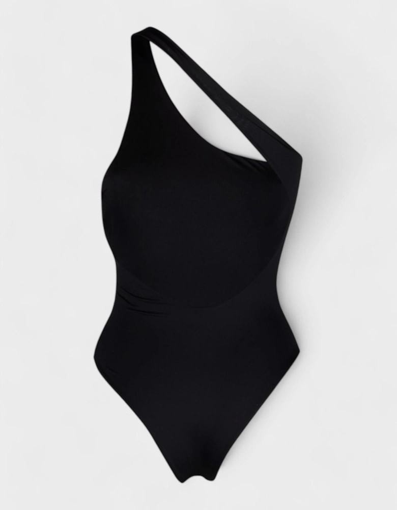 Off White Off Stamp One Shoul Swimsuit Black White