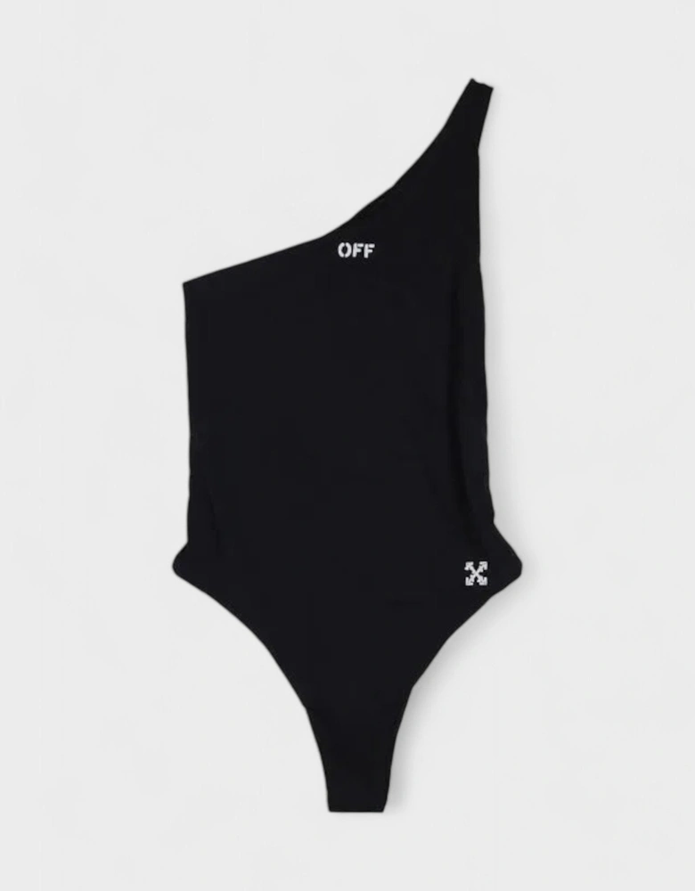 Off White Off Stamp One Shoul Swimsuit Black White